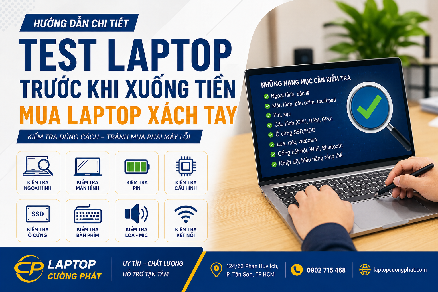 Hướng dẫn test laptop cũ trước khi mua